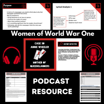 Preview of Women of WWI Annie Wheeler History Detective Podcast Teaching Resources