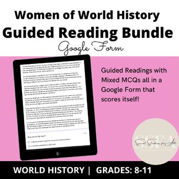 Preview of Women of World History Guided/Close Reading Google Form Bundle