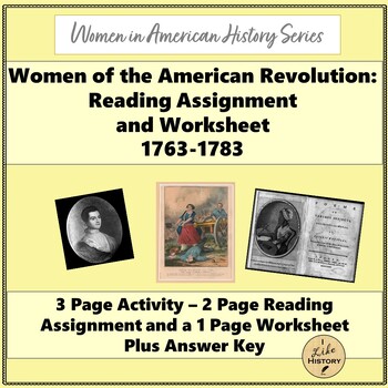 Preview of Women of the American Revolution:  Reading Assignment and Worksheet