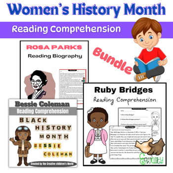 Preview of Women's History  Reading Comprehension Passages International Womens Day Bundle