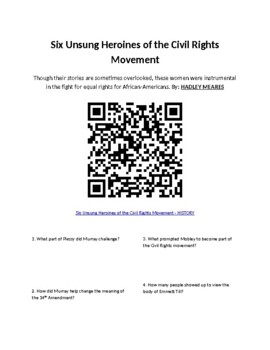 Preview of Women's/Black History Month: Unsung Heroines of Civil Rights Movement (Digital)