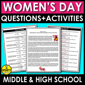 Preview of Women's Day Activities - Independant Work Packet : Questions + Activities