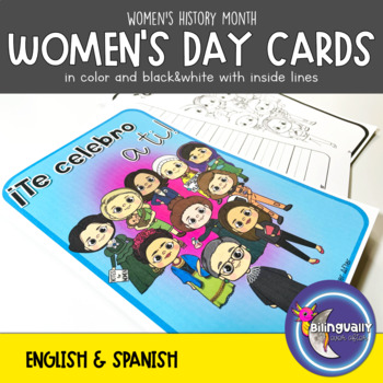 Preview of Women's Day Cards for Women's History Month in English and Spanish
