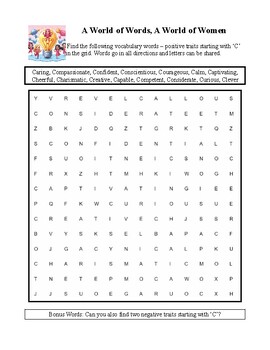 Preview of Women's History Month: Word Search Worksheet Activity-(3rd 4th 5th 6th Grade)