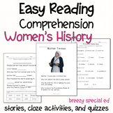 Women's History Biographies - Easy Reading Comprehension f