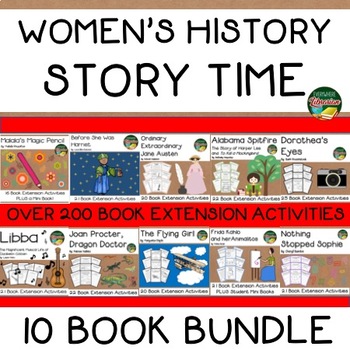 Preview of Women's History Biography 10 Book Bundle  Over 200 Extension Activities NO PREP