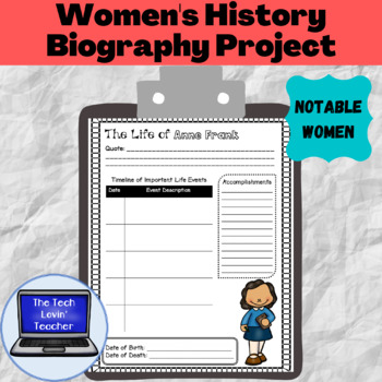 Preview of Women's History Biography Project-Notable Women