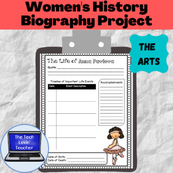 Preview of Women's History Biography Project-The Arts