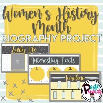 Preview of Women's History Biography Research Editable Google Slides Presentation Template