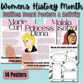 Preview of Women's History Bulletin Board Posters & Student Activity | Print & Digital