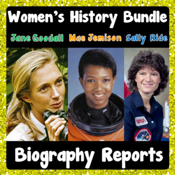 Preview of Women's History Bundle - Jane Goodall, Mae Jemison, Sally Ride Biography Reports