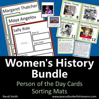 Preview of Women's History Bundle: Person of the Day Cards and Sorting Mats