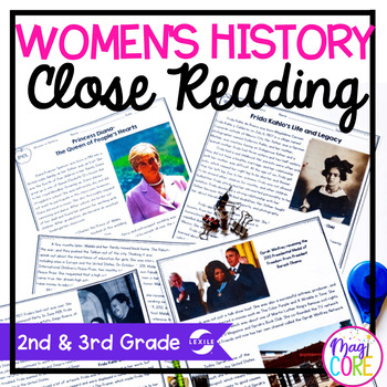 Preview of Women's History Close Reading Passages & Questions- 2nd & 3rd Grade March Unit