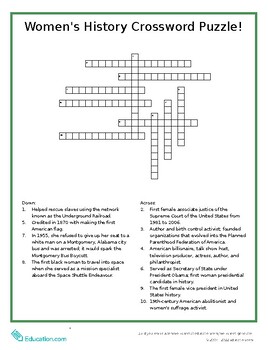 Preview of Women's History Crossword Puzzle!