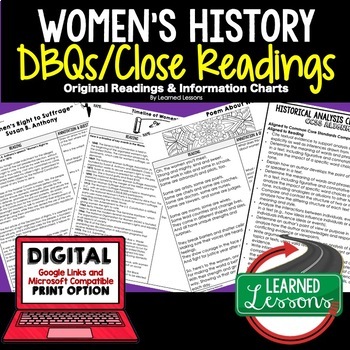 Preview of Women's History DBQ Close Reading Activity with Google Classroom Link