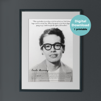 Preview of Women's History Educational Poster (Pauli Murray)