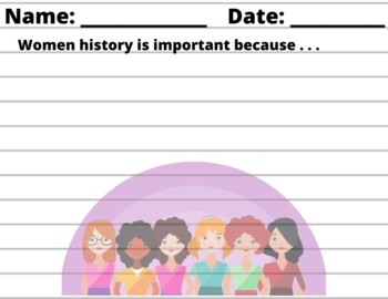 Preview of Women's History Is Important Because-Writing Prompt- Easel Worksheet-
