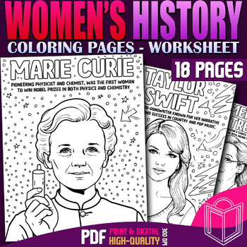 Preview of Women's Day Mandala Coloring Pages: Famous Scientists, Singers, Actresses