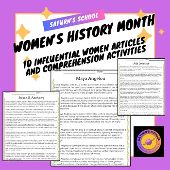 Preview of Women's History Month 10 Article Pack for 2nd-5th Grade