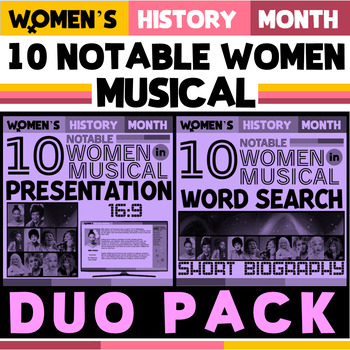 Preview of Women’s History Month | 10 Notable Women in MUSICAL -  Duo Pack