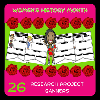 Preview of Women in History  Research Project Banners - Women's History Month