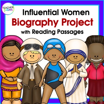 Preview of WOMEN'S HISTORY MONTH Biography Research Project & READING PASSAGES EASEL