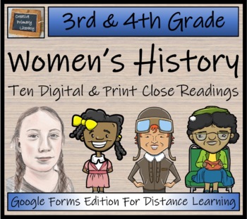 Preview of Womens History Month Close Reading Bundle Digital & Print | 3rd & 4th Grade