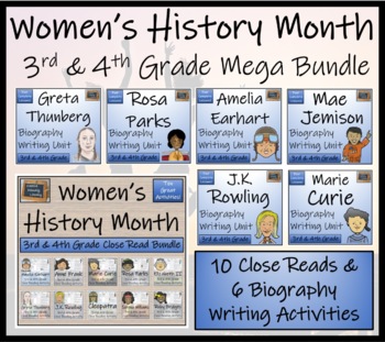 Preview of Womens History Month Close Reading & Writing Bundle 3rd Grade & 4th Grade