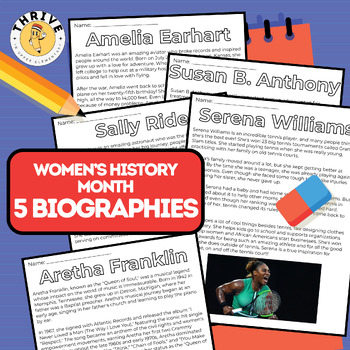 Preview of Women's History Month - 5 BIOGRAPHIES! Reading Comprehension!