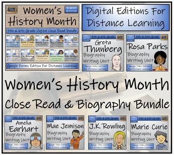 Preview of Womens History Biography & Reading Bundle Digital & Print | 5th & 6th Grade