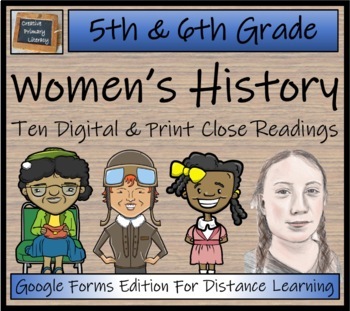 Preview of Womens History Month Close Reading Bundle Digital & Print | 5th & 6th Grade