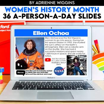 Preview of Women's History (A-Person-A-Day) Google Classroom & PDF