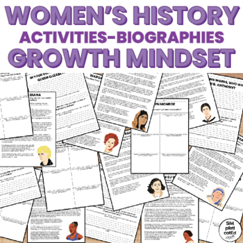 Preview of Women's History Month Activities | Biographies & Growth Mindset