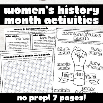 Preview of Women's History Month Activities Bundle - Early Finisher Activities