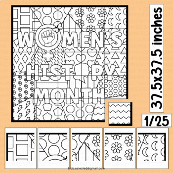 Preview of Women's History Month Activities Collaborative Coloring Poster Math Craft Board