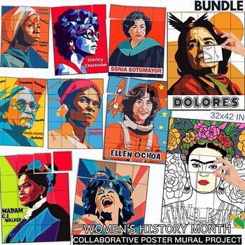 Preview of Women's History Month Activities, Collaborative Poster Mural Projects BUNDLE