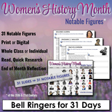 Women’s History Month Activities | DAILY WARM UPS | BELL RINGERS