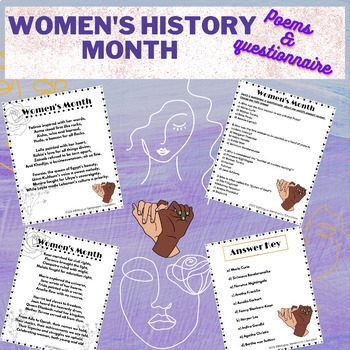 Preview of Women's History Month Activities || Poems And Questionnaire!!