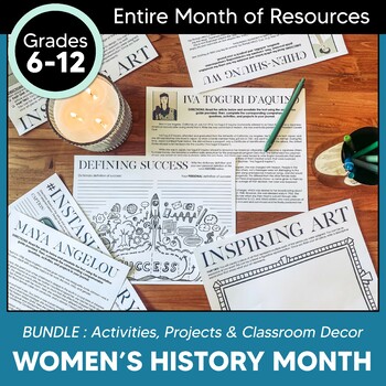 Preview of Women's History Month Activities, Projects, Bell Ringers & Posters | BUNDLE