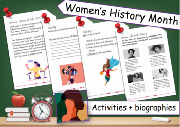 Preview of Women's History Month | Activities + Readings + Biographies | For Kids