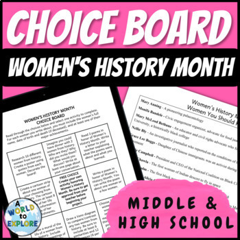Preview of Women's History Month Activity Choice Board