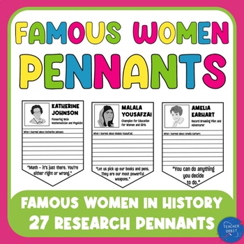 Preview of Women's History Month Activity | Famous Women Pennants Biography Banner Posters