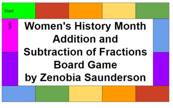 Preview of Women's History Month Addition and Subtraction of Fractions Board Game