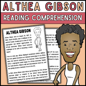 Preview of Women's History Month Althea Gibson Reading Comprehension Passage & Questions