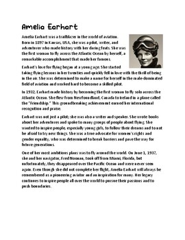 Preview of Women's History Month - Amelia Earhart Reading and Writing Prompts