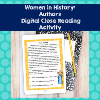 Preview of Women's History Month- Authors Digital Close Reading Google Slides