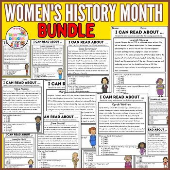 Preview of Women's History Month BUNDLE/ Reading and Comprehension / Printable Worksheets