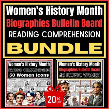 Preview of Women's History Month Biographies Bulletin Board & Reading Comprehension