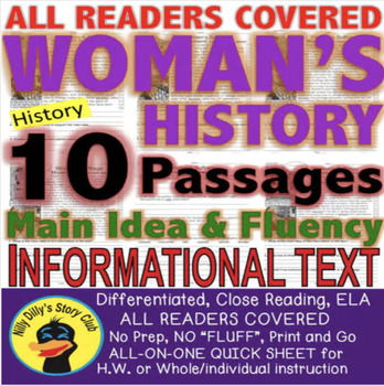 Preview of Women's History Month Biographies CLOSE READING LEVELED PASSAGES CCSS Aligned