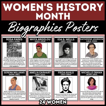Preview of Women's History Month Biographies Posters | Bulletin Board Set | 24 Biographies